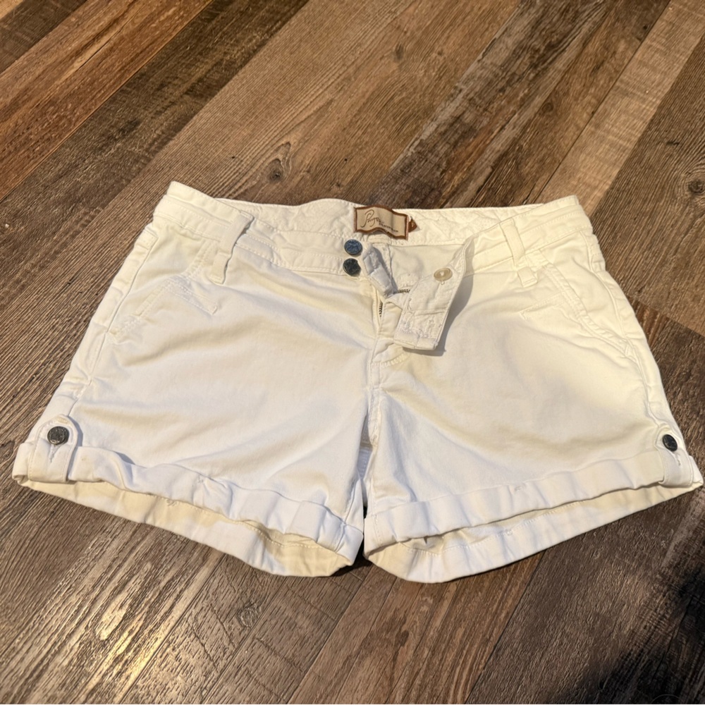 PAIGE White Roll Cuff Cotton Shorts